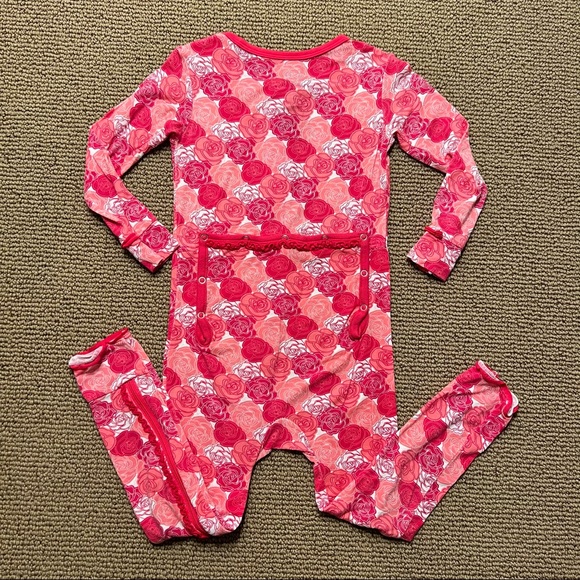 Kickee Pants Roses Muffin Ruffle Coverall with Zipper - EUC - Picture 2 of 4